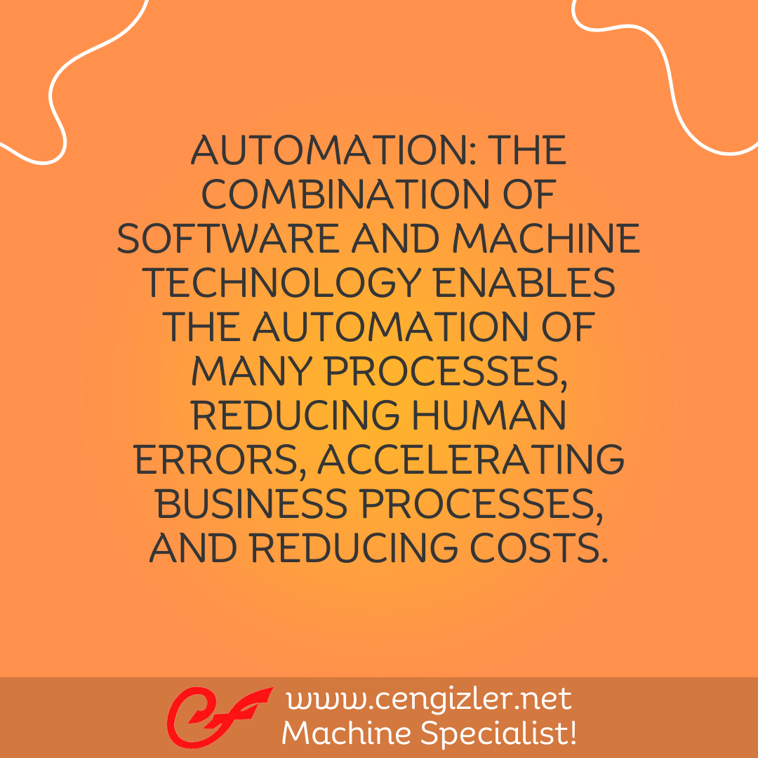 2 Automation. The combination of software and machine technology enables the automation of many processes, reducing human errors, accelerating business processes, and reducing costs